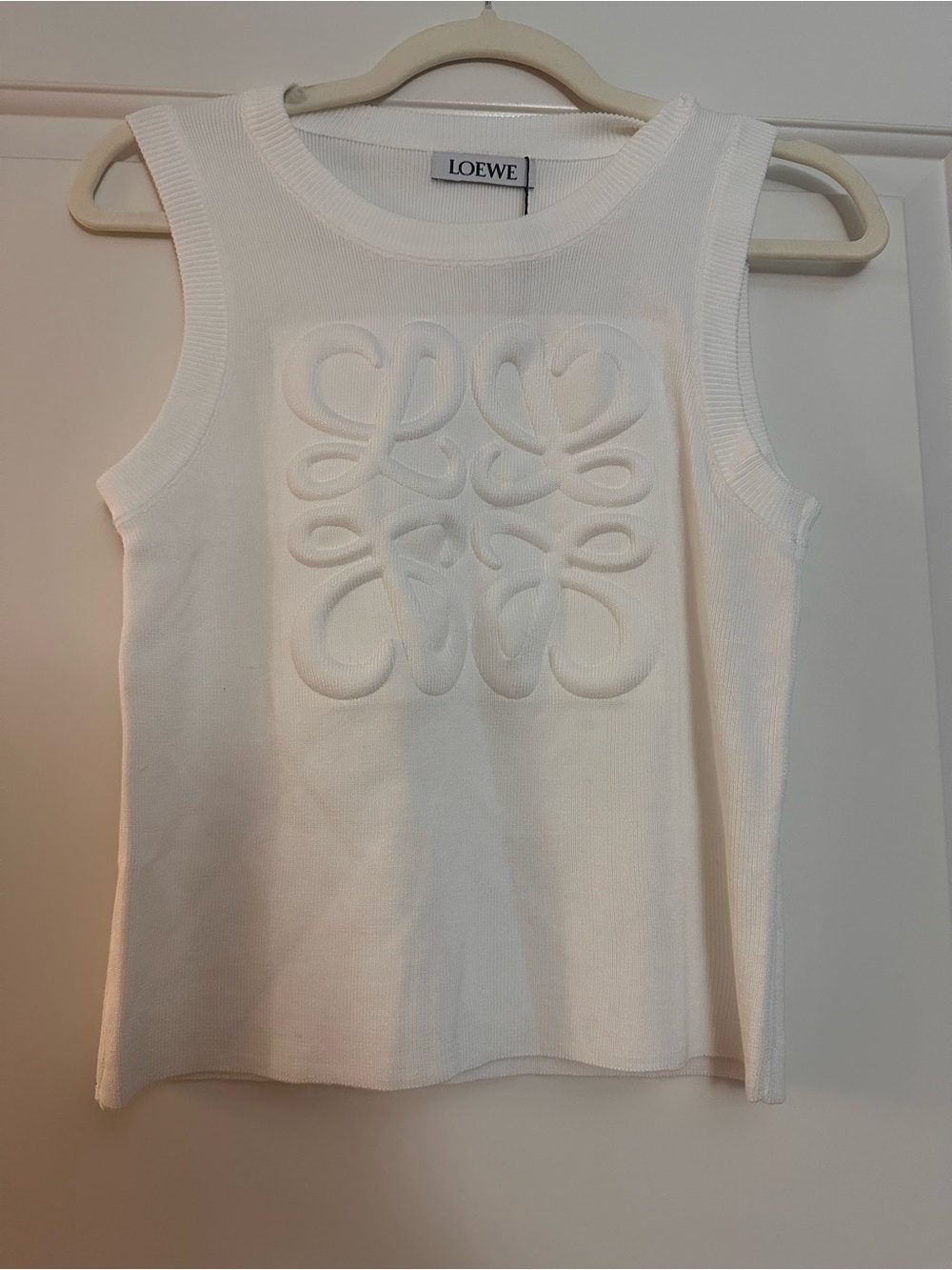 Unlisted White Sleeveless Embossed Logo Tank